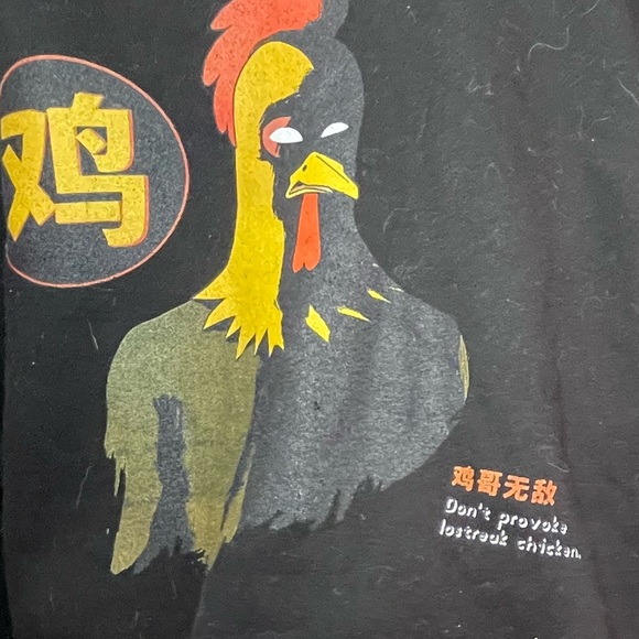 Black Cropped Sweatshirt with Rooster Graphic - Picture 3 of 5